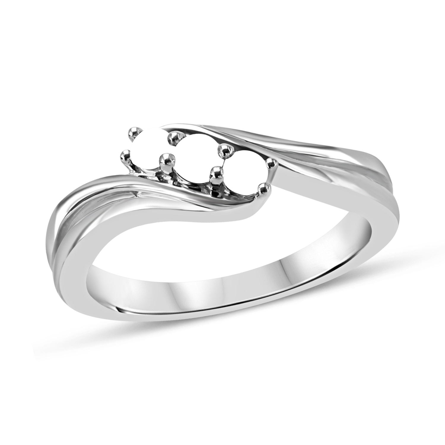 Aokarry Ladies Jewelry 925 Sterling Silver Mothers Ring Engraved Princess & Round White Cubic Zirconia Size 5-12s