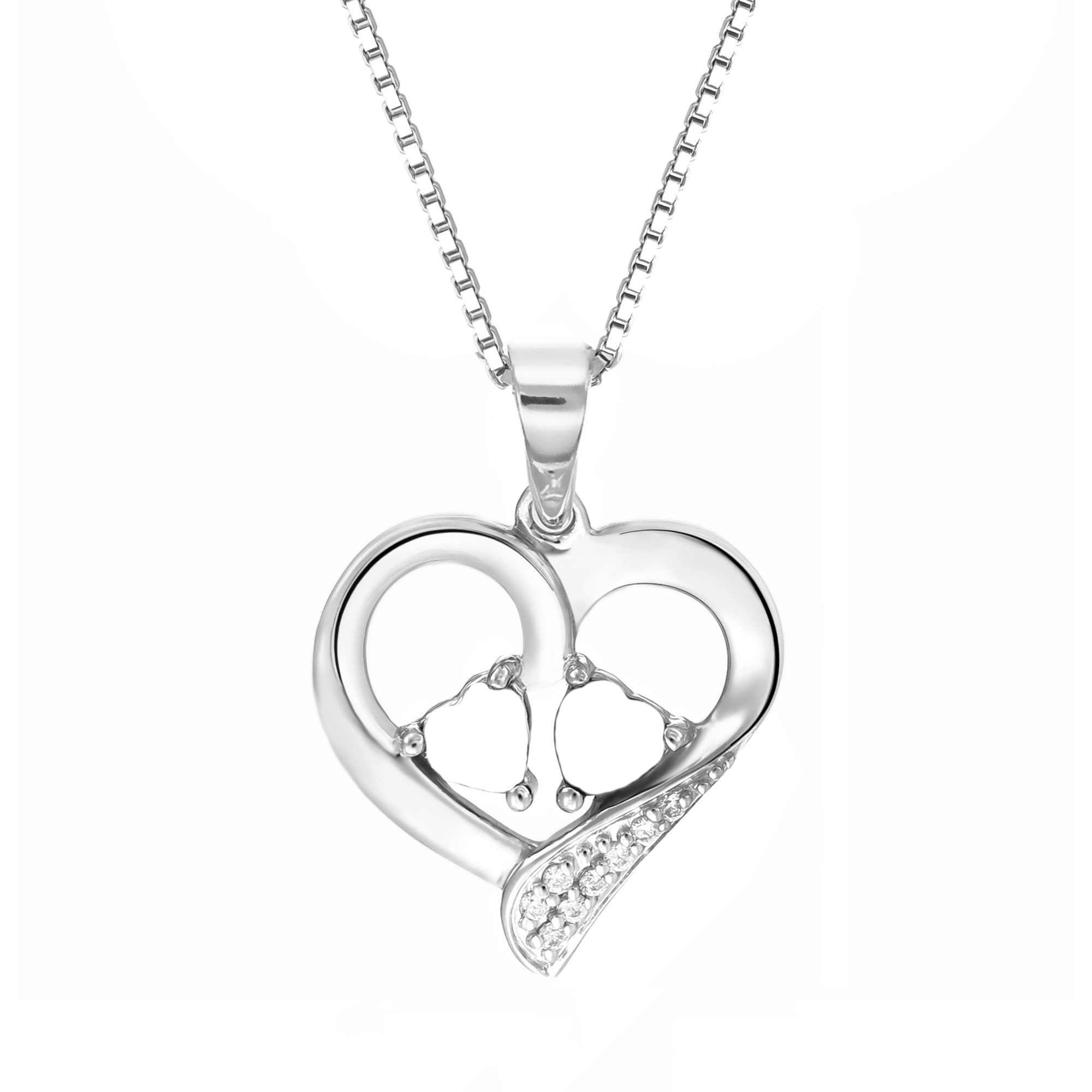 Gemstone and Diamond Accent Heart Pendant 2 Stones and Lines Zales